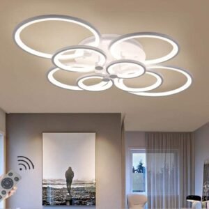 Recessed 8-ring design ceiling light with LED light, with remote control