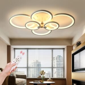 Modern 6-ring LED ceiling lamp three-dimensional design with 3-color remote control