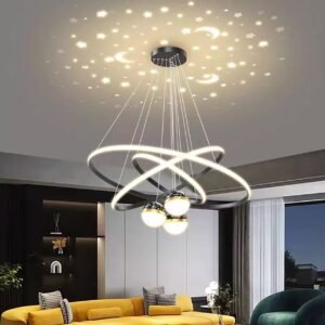 Creative postmodern design chandelier, moon and star reflection LED lighting