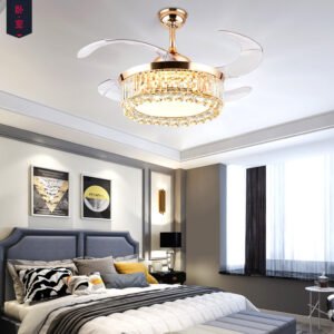 Luxury Invisible Ceiling Fans with Glass Accents and LED Light 42 Inch