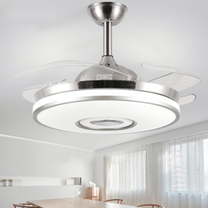 ModernSky BlissFan Retractable Ceiling Fan with Bluetooth Music Speaker, 3-Speed LED Lighting